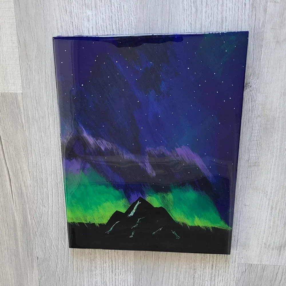Original Art, Northern Lights, Acrylic Painting With Resin - Picture 6 of 7